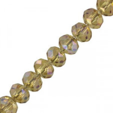 Faceted glass rondelle beads 8x6mm Amber ab half plated
